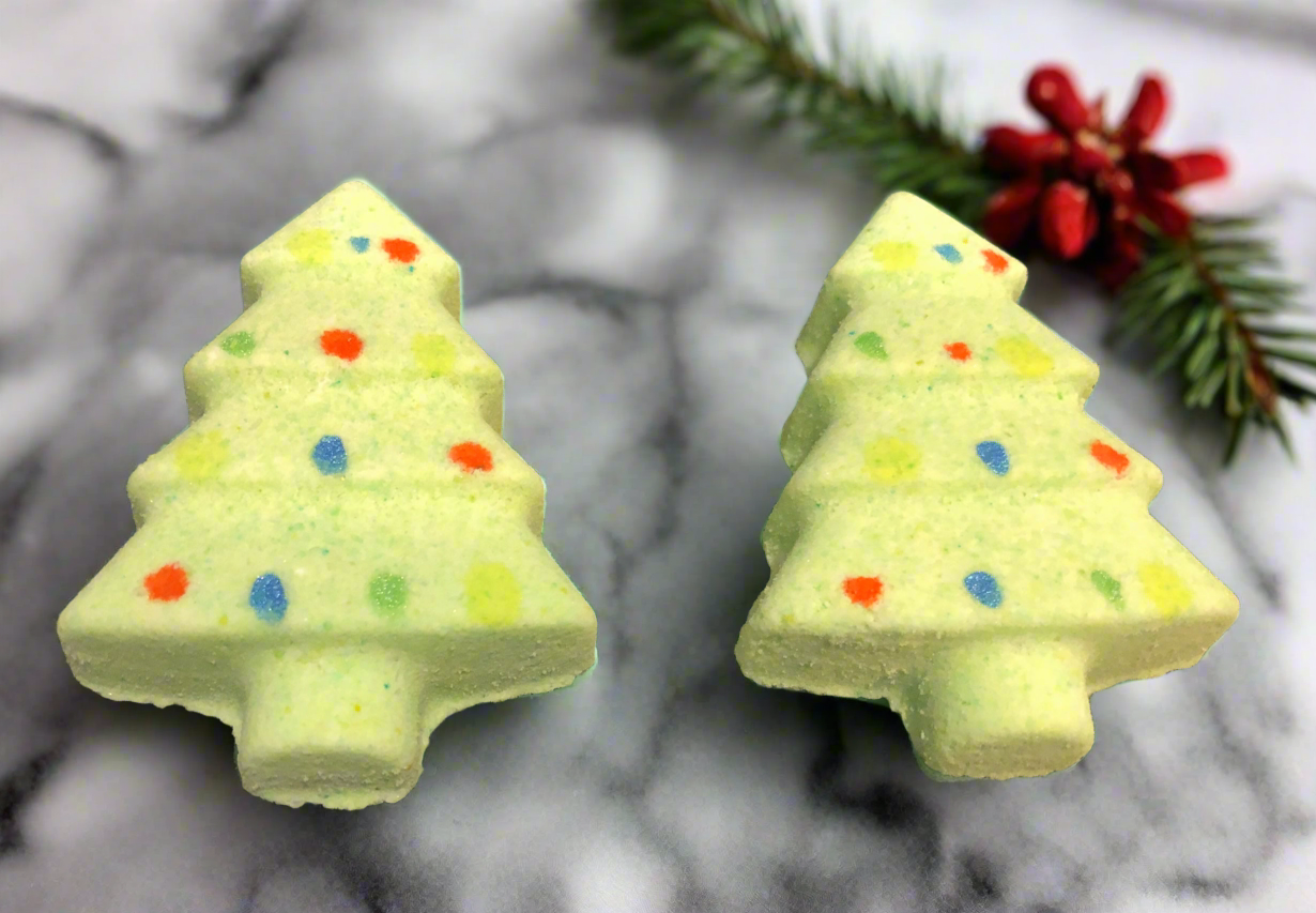 Bath Bomb set of two small Christmas trees.