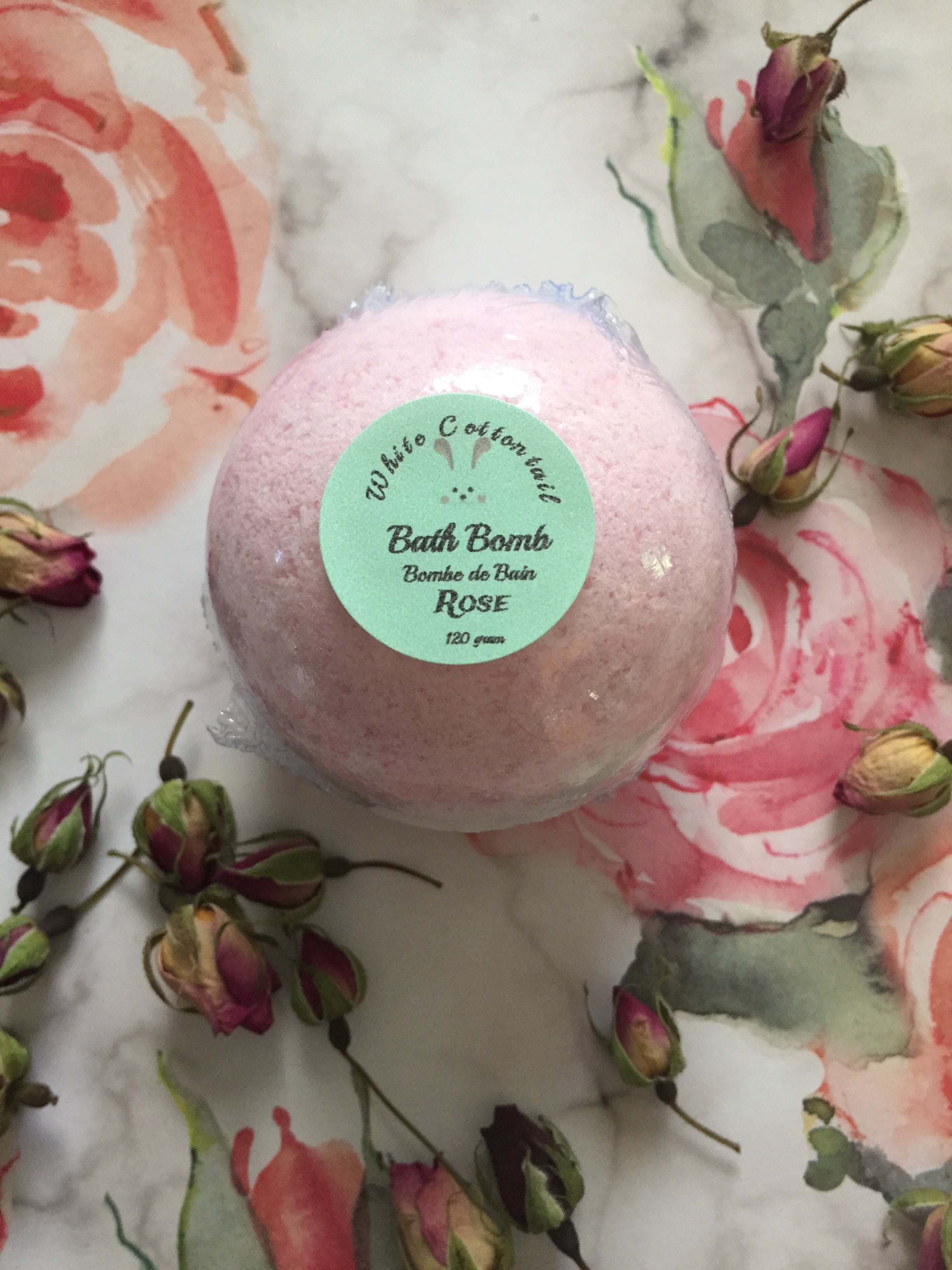 Rose Bath Bombs with Rose Petals and biodegradable glitter